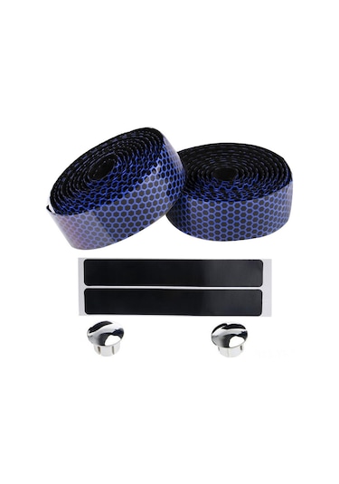 Yifomall Bisiklet El Tutucu Bandı, Silikonlu Yuvarlak Desenli, Kaydırma Engeli Ve Dürtü Emici Özellikli, İki Paket Mavi, Uç Tıkaçlı