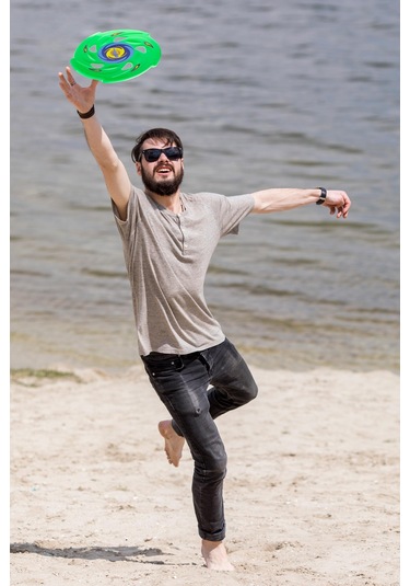 Frisbee Frizbi Fırlatma Diski Disk Atma Oyunu Çocuk Yetişkin Plaj Bahçe Oyuncak 24 cm Yeşil