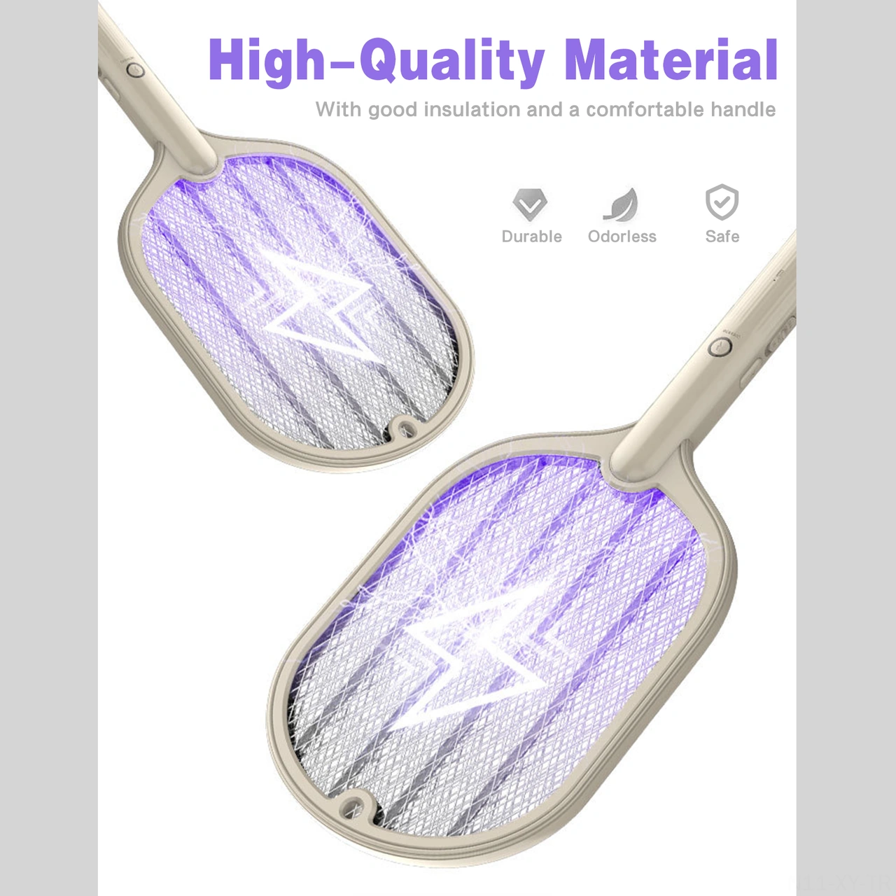 Shineyee 3000v Elektrikli Atıcı + Mor Işıklı Kovucu Iki İşlevli, Usb Şarjlı, Duvara Takılabilir, Güvenli Kılavuzlu Bej