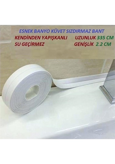 Su Sızdırmaz Lavabo Kenar Bandı Beyaz Dekor Kenar  Yapıştırma