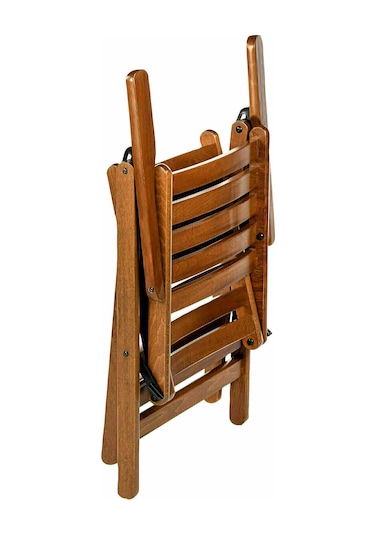 Motoryagmarket Antalya Katlanabilir Ahşap Bahçe Balkon Sandalyesi -Kolçaklı Ceviz