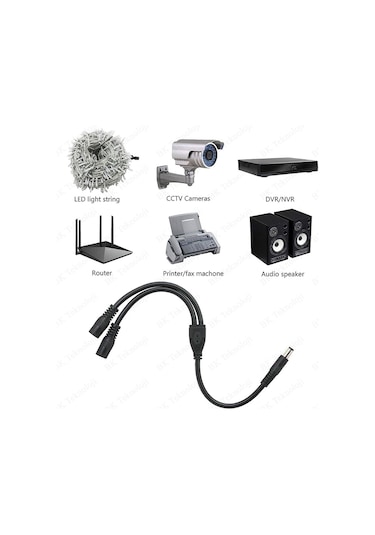 DC Güç 5.5x2.1mm 1 Erkek - 2 Dişi Çoklayıcı Kablo CCTV