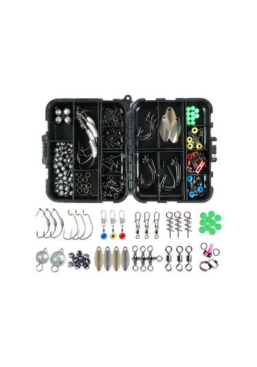 Xiyyadms 155 Parça Deniz Ve Kayalık Balıkçılık Aksesuar Seti: Ağırlıklı Krank İğne, Spoon Yem, Işık Verici Boncuk, Çelik Ring Ve Kutusu T0184