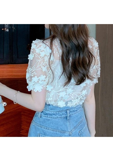 Zarif V Yaka Stereo Çiçek Dantel Şifon Gömlek Kadın 2023 Kısa Kollu Bluz Rahat Sweet 27434 Sayesinde İki Parçalı Tops Kayısı Zarif V Yaka Stereo Çiçek Dantel Şifon Gömlek Kadın 2023 Kısa Kollu Bluz Rahat Sweet 27434 Sayesinde İki Parçalı Tops Kayısı
