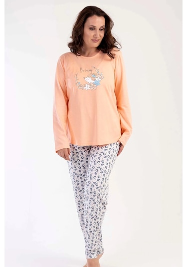 Vienetta 303214 Geniş Büyük Beden Kadın Pijama Takımı Somon V1 Somon