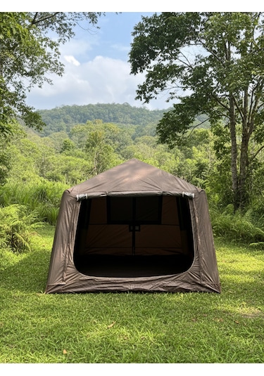 Fischer 6-8 Kişilik Tenteli Fresh&black Şişme Çadır Baca Çıkışlı 250x290x190cm Kahverengi