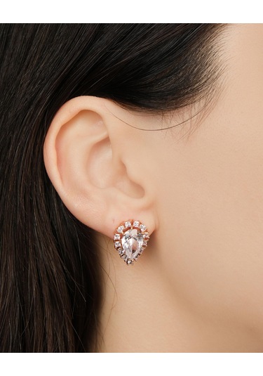 Lekka Design Kadın Kararmaz Çelik Lüks Takı Damla Zirkon Taşlı Şık Abiye Küpe Altın