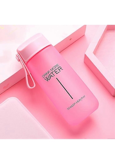 Su Bardağı Sevimli Plastik Taşınabilir Su Şişesi Öğrenci Seyahat Spor Su Bardağı - Renk: Şeftali Çok Renkli