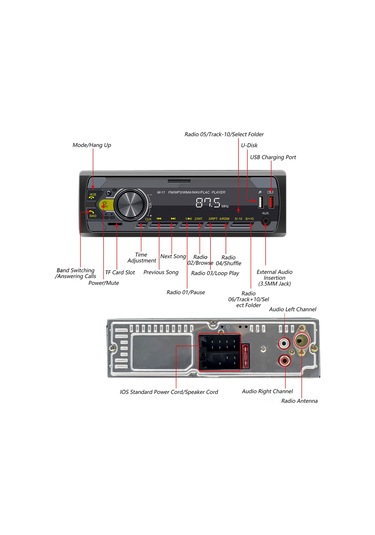 Padalink Araç Bluetooth Mp3 Çalar Fm Radyo Usb Şarj Uzaktan Kumandalı Renkli Işıklı