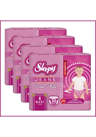 Sleepy Pink Jeans Külot Bez 4 Numara Maxi 4 Lü Jumbo 120 Adet