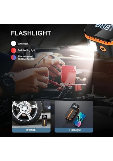 Willowhaven 3000mah Power Bankli Kablosuz Taşınabilir Araba Kompresörü Dijital Led Ekranlı 150 Psı