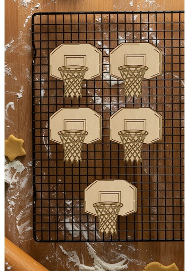 Basketbol Potası Kurabiye Kalıbı, Hamur Şekillendirici, Bisküvi Kalıbı, Kolay Kesim Ucu Beyaz