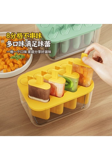 Jeehugo Evde Kullanıma İdeal Silikon Buz Kalıbı - Büyük Kapasiteli Buz Depolama Kutusu İle Dondurma Ve Dondurma Kalıbı Seti Yeşil Çok Renkli