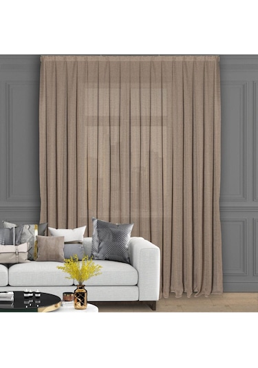 Krem Keten Tül Perde Yüksek Kalite Pilesiz Extraforlu Düz Dikim-krem Krem