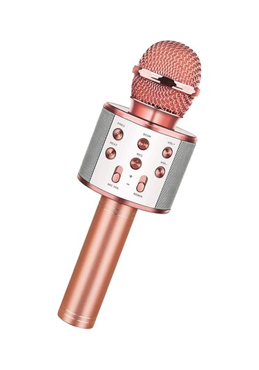 Usba+tf Sd Kart+3.5mm Aux Girişli Bluetooth Karaoke Mikrofonu Pembe