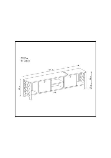 Wood'n Love Asena 160 Cm Metal Ayaklı Tv Ünitesi - Atlantik Çam / Siyah 001