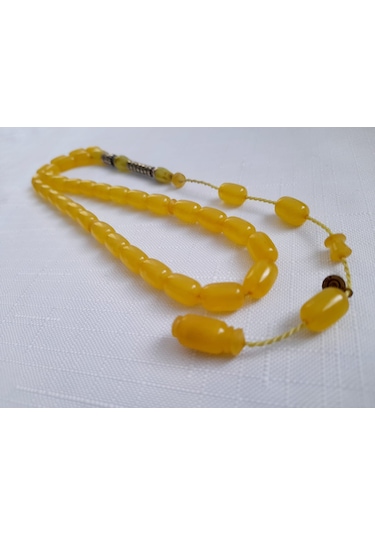 Ali Küçük İmzalı Gümüş İmame Sıkma Kehribar Tesbih Ölçü 7.5x12