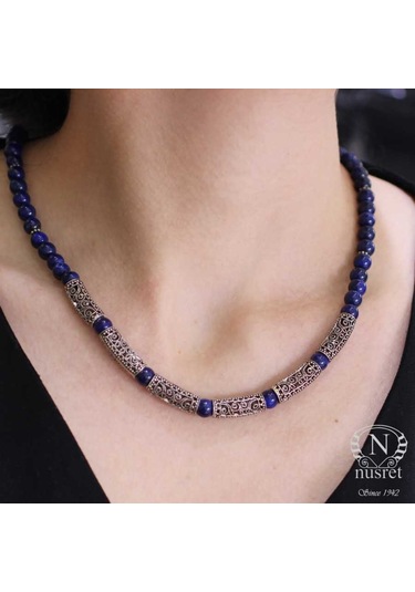Nusret 925 Ayar Gümüş Lapis Taşlı Kolye