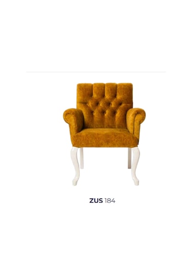 Bengimobilya Sandalye Zus184 Kapitone Model Ahşap Retro Iskelet Beyaz -Sarı Nu