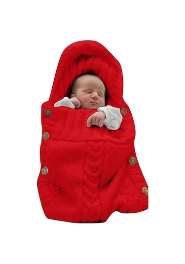 Beyaz 0-6 Ay Bebek Örme Düğme Yenidoğan Bebek Uyku Tulumu Kundak Battaniye Wrap