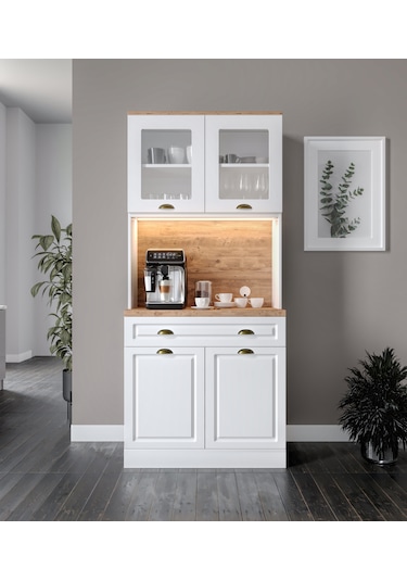 Gözde 2 Kapaklı Kahve Köşesi 93 Cm Mdf Led Aydınlatmalı