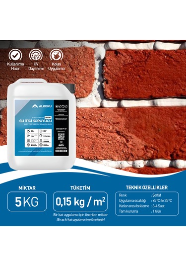 Alkoru 5+1 Kg Şeffaf Emici Yüzeyler İçin Su İtici Ve Koruyucu Malzeme Avantaj Paket