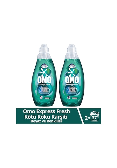 Omo Express Fresh Kötü Koku Karşıtı Beyaz ve Renkliler Sıvı Çamaşır Deterjanı 2 x 1480 ML