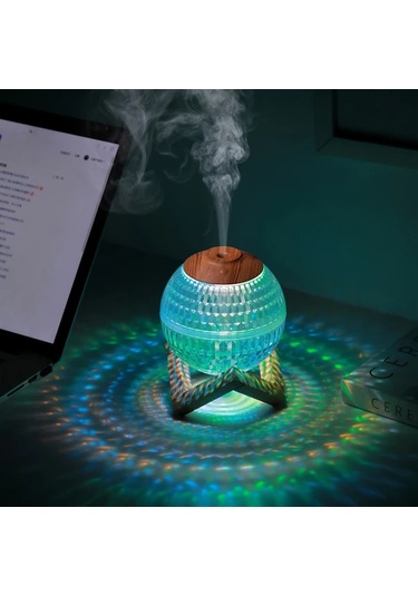 Techbloom Beyaz Crystal Ball Nemlendirici Renkli Gece Işığı Usb Güçlü Abs Malzeme Sessiz Çalışma Ev Ofis