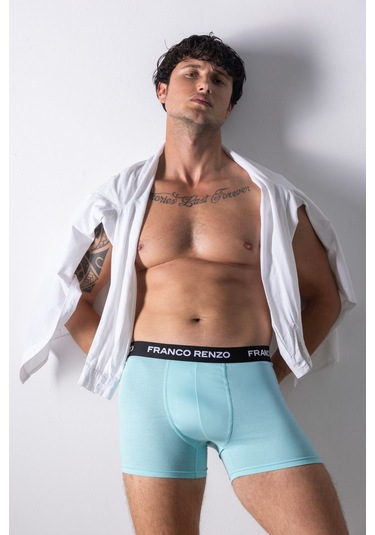 Franco Renzo Erkek 3 Lü Premium Kutu Likralı Boxer Bebe Mavi Bebe Mavisi