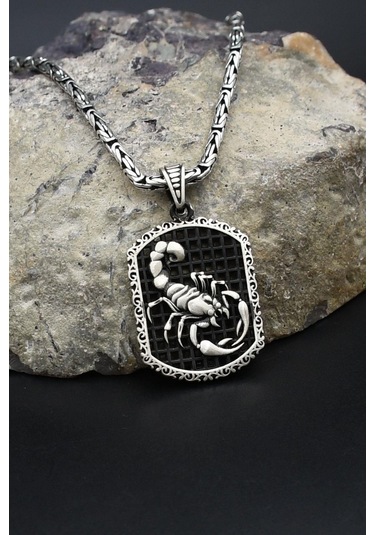 Akrep Figürlü 925 Ayar Gümüş Kolye Kral Zincir 2mm 902419 Gümüş