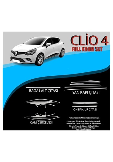 Renault Clio 4 Krom Aksesuar Full Set 2012 / 2020 (19 PARÇA) A Ka