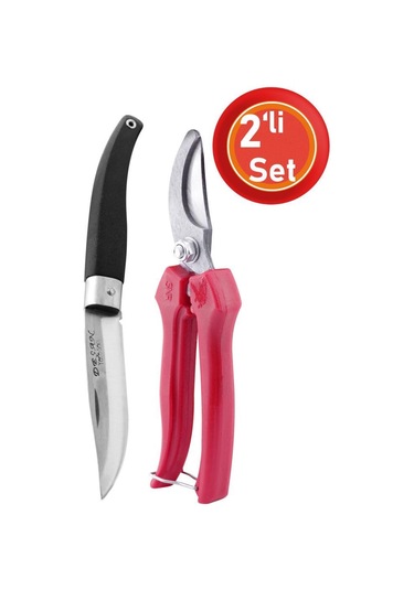 Telvesse Akman Budama Makası Desan Plastik Saplı Çakı 2 Li Set