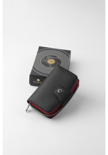 Cengiz Pakel Orta Boy Çıt Çıt Detaylı Kadın Cüzdan/portföy - 65300 - Siyah/kırmızı 65300-siyah-kırmızı
