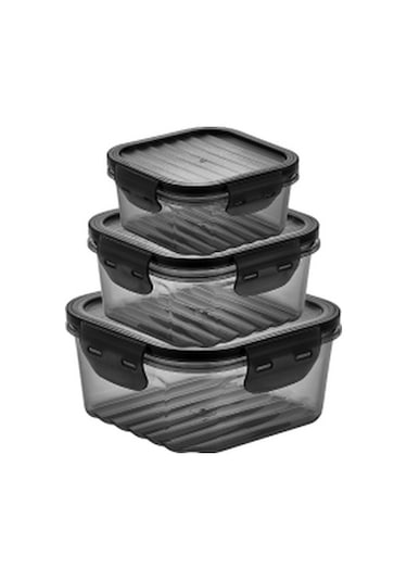 Golden Rod 6 Parça Sızdırmaz Kare Saklama Kabı Seti Siyah