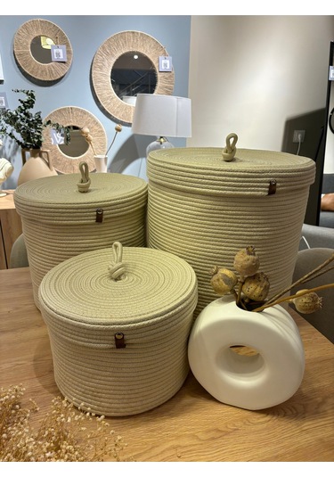 Victor Çok Amaçlı Düzenleyici Kapaklı 3'lü Sepet,kapaklı Kirli Çamaşır Sepeti, Kapaklı Organizer Krem