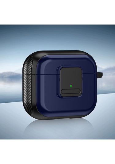 Airpods Uyumlu İçin 3 Tpu + Pc Kablosuz Kulaklık Kılıfı Manyetik Anahtarlı Mavi