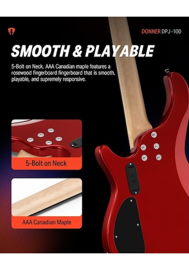 Donner Dpj-100 Pj-style Bas Gitar Kırmızı