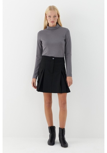 Balıkçı Yaka Uzun Kollu Body Gri Gri