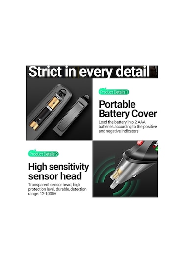 Xinxin Xinxin Vc1019 İndüksiyon Elektrikli Yüksek Hassasiyetli Hat Algılama Kesme Noktası Ses Test Kalemi Siyah