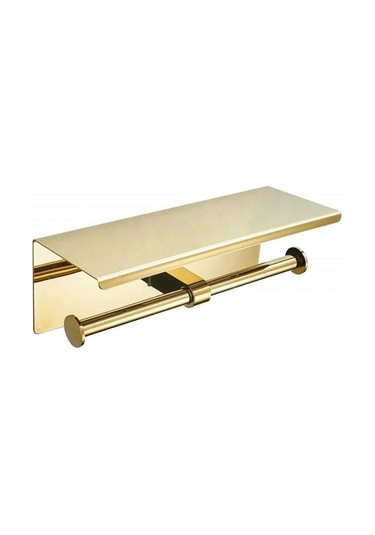 Altın Paslanmaz Çelik Çift Rulo Doku Tutucu Banyo Duvara Monte Tuvalet Kağıdı Tutucu Su Geçirmez Uzay Doku Depolama Raf Raf