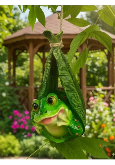 Barel'ef Polystone Asılı Bahçe Kurbağa Figürü 164852073