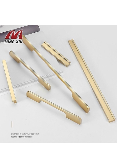 2 Adet Alüminyum Alaşımlı Kapı Kolu Siyah Altın Kapı Kolu Nordic Min