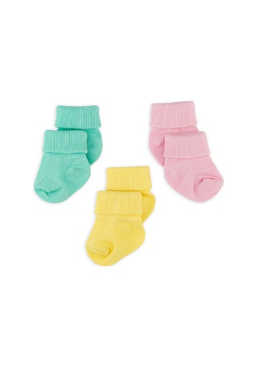 Novibaby 3'lü Bambu Yenidoğan Bebek Çorap I Bee I 0-6 ay "Karışık Renkli"