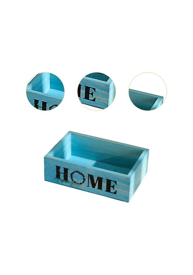 Homyl Ahşap Ekici Kutusu Dekorasyon Retro Çiftlik Evi Mavi