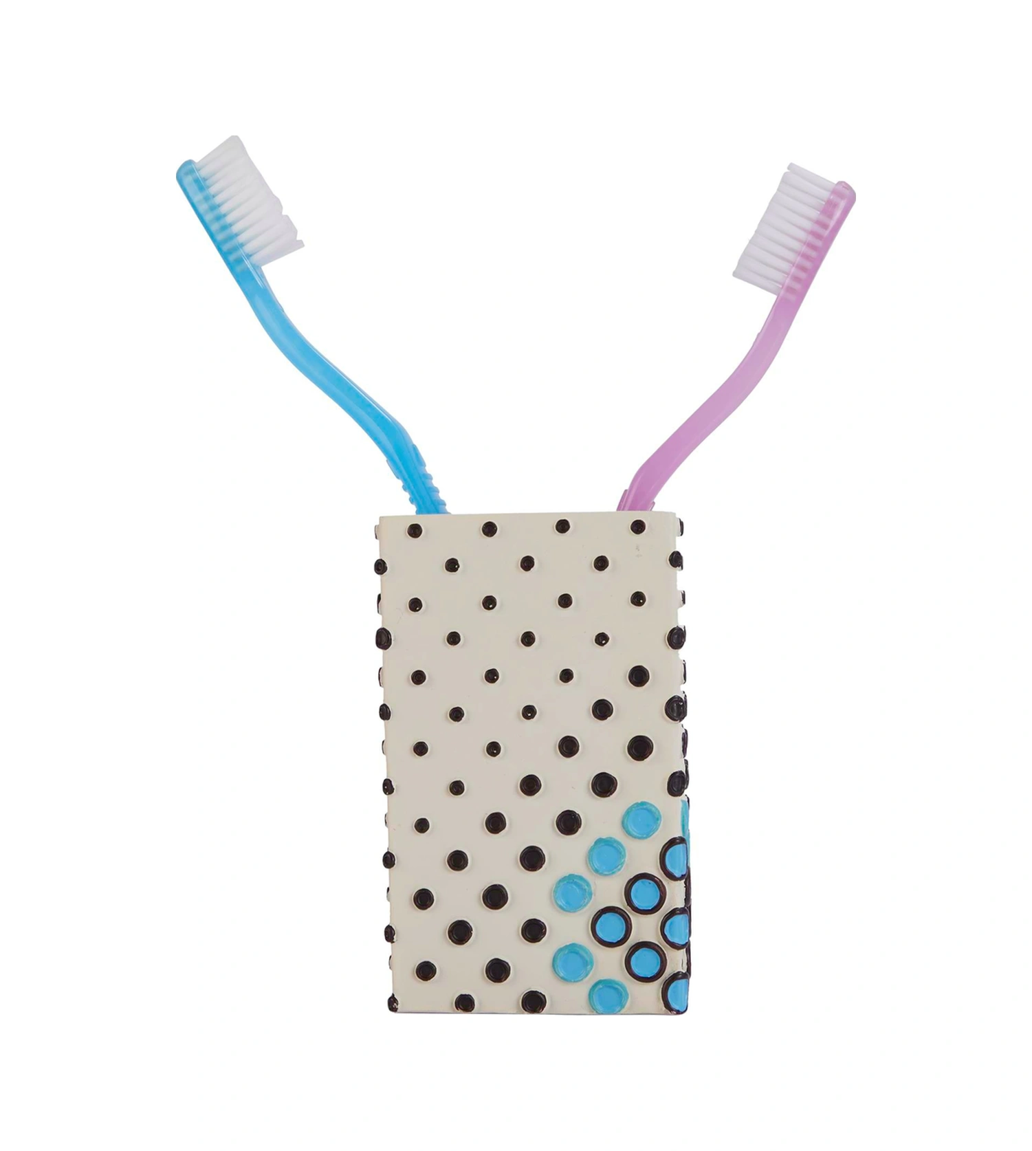 2 Adet Diş Fırçalık Ve Macunluk Puanlı Poliresin 6x6x10cm 200ml Banyo Seti Çok Renkli