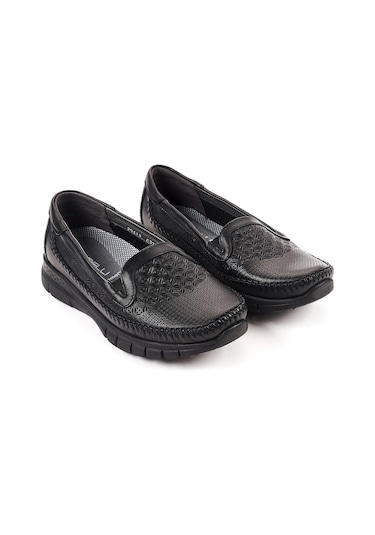 Forelli 29413 Eterna-G Siyah Kadın Comfort Deri Ayakkabı Siyah