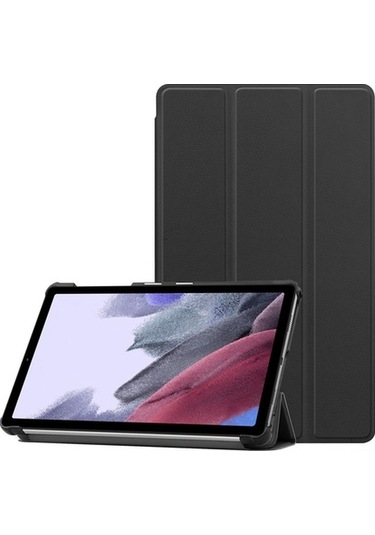 Sandwich Samsung Galaxy Uyumlu Tab A7 Lite İçin Siyah Üçlü Katlı Stand Korumalı Kılıf, Pc+pu Malzeme, Darbe Ve Çizikten Koruma Kapakl Kapaklı Kılıf