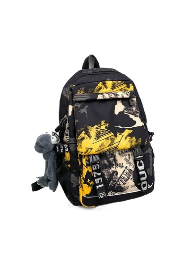 Büyük Kapasiteli Grafiti Desenli Okul Sırt Çantası 1skkeh Sarı