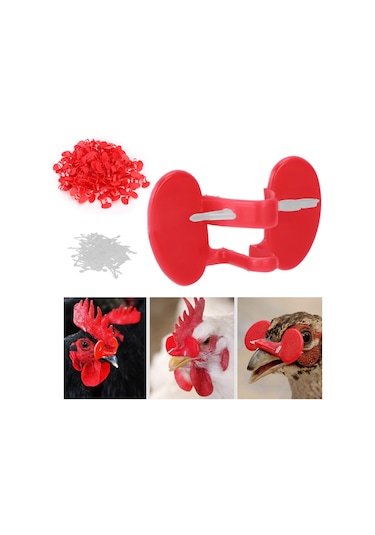 Moveevo Orta Boy İki Asma Tavuk Gözlüğü - Kanat, Yumurta Ve Tavşan Kuyruğu Kırpmayı Engeller - 100 Adet/ Paket Plastik Malzeme