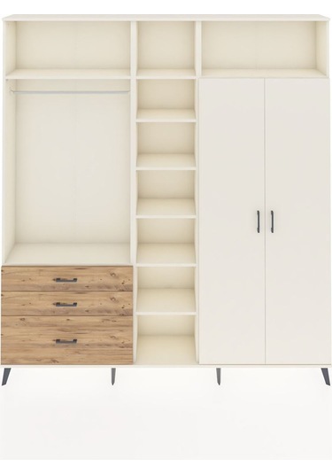 Arges Dolap 10 Raflı 3 Çekmeceli 2 Askılı 220x30x243 Aytaşı-aytaşı/çam Aytası/atlas Çam